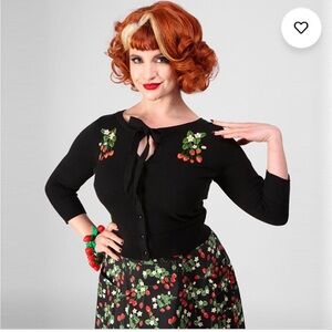 CHARLENE COLLECTIF 50S WILD STRAWBERRIES CARDIGAN 2X